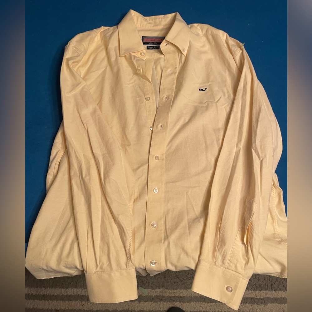 Vineyard Vines Button Up Oxford Shirt Tan Size M